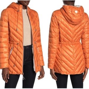 NWT French Connection Orange Anorak Puffer Coat